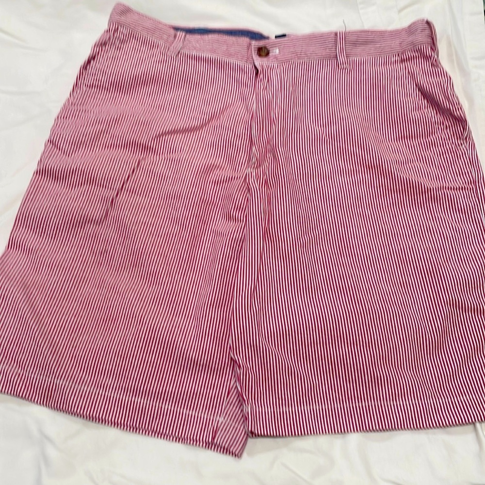 Mens Red and White Seersucker Izod Shirts